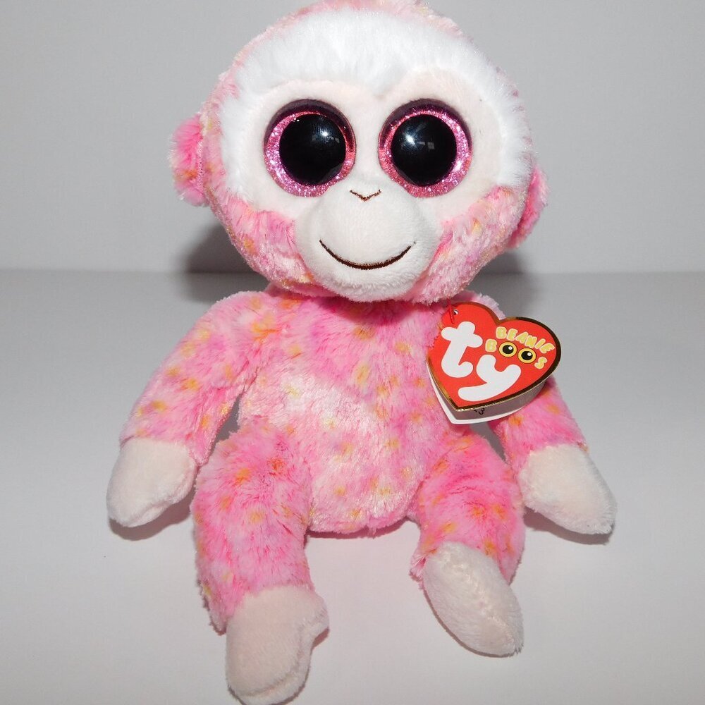 2014 TY Beanie Boos 6" Plush Pink Monkey Sparkle eyes RUBY New w Tag Stuffed